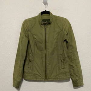 Eddie Bauer 100% Cotton Green Full Zip Lightweight Utility Jacket Size XS